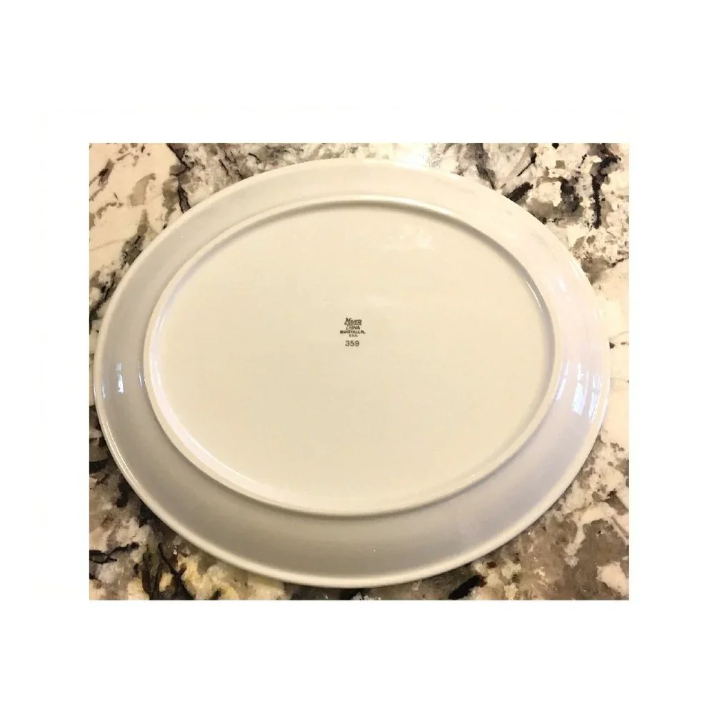 VINTAGE Mayer China Green Scroll Oval Platter Restaurant Ware HEAVYWEIGHT 13.75